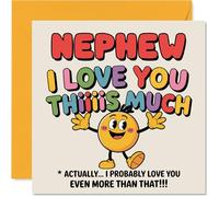 Tarjeta de cumpleaños para sobrino con texto en inglés "I Love You Thiiiis Much", tarjeta de feliz cumpleaños para sobrino de tía y tío, tarjetas de felicitación de cumpleaños de 145 mm