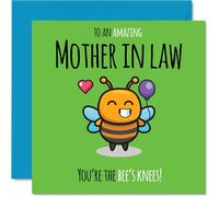Tarjeta de cumpleaños para suegra - Youre The Bees Knees! - Tarjeta de feliz cumpleaños para suegra de hijo e hija, tarjetas de felicitación de cumpleaños de abeja de 145 mm