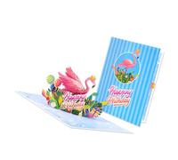 Tarjeta de cumpleaños plegable con papel artístico y papel respetuoso con la naturaleza para saludos únicos, temática de flamenco, saludo