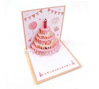 Tarjeta de Cumpleaños Pop-Up 3D con Música y Luz LED - Pastel de Cumpleaños Emergente con Sobre, Para Niños y Adultos