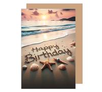 Edition Seidel Tarjeta de cumpleaños premium con sobre, tarjeta de felicitación, tarjeta de felicitación, tarjeta de cumpleaños, tarjeta de cumpleaños, feliz cumpleaños, hombre, mujer, playa, mar,