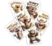 Tarjeta de cumpleaños - Recuerdo de deseos temáticos de animales con sobres - 6 tarjetas de cumpleaños de animales - para papá mamá colega marido mujer hermana hijo hija novio novia