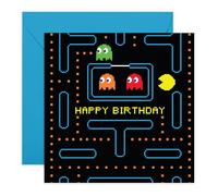 Tarjeta de cumpleaños retro para juegos, divertido diseño de arcade pixelada, regalos para jugadores, niños, mejores amigos, sobrino, hijo, novio, amigos o vecino, Pac-man, perfecta para cumpleaños