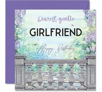 Tarjeta de cumpleaños romántica para novia, encantadora obra de arte floral con un toque romántico, flores serenas de acuarela y tonos suaves, cuadrada de 145 mm, sobre incluido