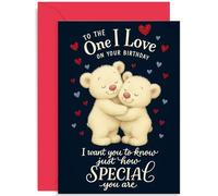 Tarjeta de cumpleaños romántica para novio, regalo sorpresa de oso de peluche, sentimiento sincero, para marido, esposa, novia, "One I Love", interior en blanco con sobre