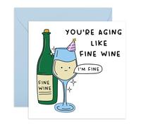Tarjeta de cumpleaños sarcástica con texto en inglés "You're Aging Like Fine Wine", tarjeta humorística para mujeres, hombres, mamá, papá, tío, tía, hermano, hermana, esposa, marido, mejor amigo