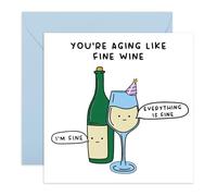 Tarjeta de cumpleaños sarcástica para ellos, tarjeta humorística "Aging Like Fine Wine" para parejas, mujeres, hombres, mamá, papá, tío, tía, hermano, hermana, amigos, él, ella, padres - Got Old