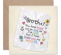 Tarjeta de cumpleaños sentimental para hermano, cuaderno de nostalgia con garabatos sinceros, cuadrado de 145 mm, sobre incluido