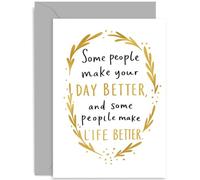 Tarjeta de cumpleaños sincera para amigos, regalo con texto en inglés "Some People Make Life Better", encantador diseño gráfico, para amigos, colegas, familiares, interior en blanco con sobre