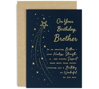 Tarjeta de cumpleaños sincera para hermano, regalo de bondad y fuerza, elegante diseño de tipografía, para hermano de hermana, interior en blanco con sobre