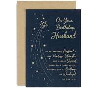 Tarjeta de cumpleaños sincera para marido, regalo de bondad y fuerza, elegante diseño de tipografía, para pareja, cónyuge, interior en blanco con sobre