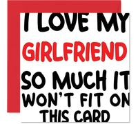 Tarjeta de cumpleaños sincera para novia, gran amor en letras atrevidas, diseño de texto en rojo y negro, un giro descarado en el afecto, aniversario, cuadrado de 145 mm, sobre incluido