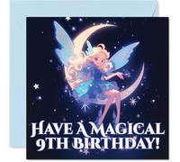 Tarjeta de cumpleaños - Sprinkle a Little Wonder - Hada caprichosa en una luna creciente con estrellas centelleantes - Da vida a la magia de cumpleaños - Cuadrado de 145 mm, sobre incluido