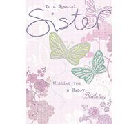 Tarjeta de cumpleaños tradicional para hermana - 9 x 6 pulgadas - Piccadilly Greetings