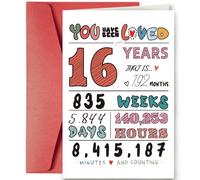 Tarjeta de cumpleaños - You Have Been Loved for 16 Years Keepsake - Rellena la tarjeta en blanco para nieto, hijo, hija, sobrina, sobrino - Aniversario significativo y regalo de la familia (16 años)