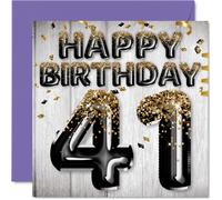 Tarjeta de cumpleaρos 41 para hombres Globos con purpurina negra y dorada Tarjetas de feliz cumpleaρos para hombre de 41 aρos Papα Primo Amig