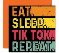 Tarjeta de cumpleaos divertida para ella o para ella - come sleep tiktok repetir - tarjetas de feliz cumpleaos para los amantes de los memes de red