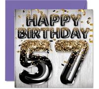 Tarjeta de cumpleaρos nϊmero 57 para hombres Globos con purpurina negra y dorada Tarjetas de feliz cumpleaρos para hombre de 57 aρos Papα Pop