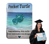 Tarjeta de de bolsillo - Recuerdo de animales de tortuga de 4 cm, juguete de saludo inspirador, regalo de pequeña sociedad | Regalo de cumpleaños de token de aliento para niños pequeños