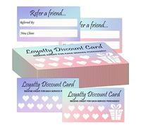 Tarjeta de descuento de referencia y lealtad, referencias de negocios, tarjetas de recompensa de 3.5 x 2 pulgadas, tarjetas de lealtad de doble cara para negocios, salones de belleza, comportamiento