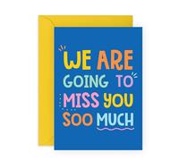 Tarjeta de despedida con texto en inglés "We Will Miss You So Much", brillante y alegre tarjeta de despedida para compañeros de trabajo, colegas, amigos, compañeros de oficina o ser querido, tarjeta