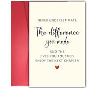 Tarjeta de despedida para compañeros de trabajo que se van - Tarjeta de despedida sincera con mensaje edificante "Never Underestimate The Difference You Made", tarjetas de despedida para amigos que se