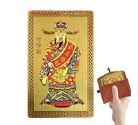 Tarjeta de Dios de la Riqueza, portátil de cobre dorado, decoración china del dios de la riqueza, símbolo de dinero de la suerte para prosperidad, accesorio de tarjeta para coches, bolsos, mesas de