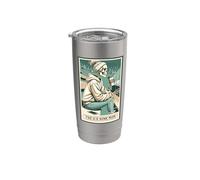 Tarjeta de esqueleto para mamá de pista de hielo, regalo de hockey sobre hielo para Halloween Vaso térmico de acero inoxidable de doble pared