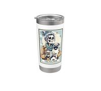 Tarjeta de esqueleto para mamá de The Pug Spooky Season Pug Mama Halloween Vaso térmico de acero inoxidable de doble pared