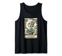 Tarjeta de esqueleto The Reader Spooky Season Bookworm Halloween Camiseta sin Mangas