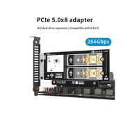 Tarjeta de Expansión Dual NVMe PCIe 5.0 X16 256Gbps Soporta Ranura X8/X16 para SSD NVME 2280/2260/2242/2230 Soporte Soft