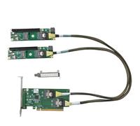 Tarjeta de expansión PCI Express X16 4.0 PCIE4.0 a SFF-8654 8I Slim SAS | 2 placas base SFF-8654 8I a PCI-E X8X8 + 2 cables de intersección SFF-8654 8I a SFF-8654 8I de 25 pulgadas