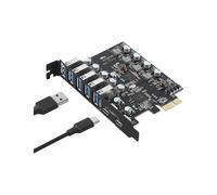 Tarjeta de Expansión PCIE PCI Express de 7 Puertos USB 3.0, 1X, 5X USB-A, 2X USB-C con Chip FL1100 para Windows 11 y 10, 1 Unidad.