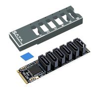 Tarjeta de expansión PCIe3.0 a 6G de 6 puertos para almacenamiento HDD-SSD, carcasa de aluminio y velocidad de transferencia de 6 Gbps, amplia compatibilidad, tarjeta de expansión de almacenamiento