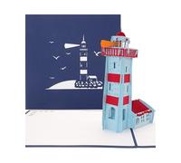 Tarjeta de felicitación 3D con diseño de faro y marítimo - Invitación, cupón, recuerdo y tarjeta de felicitación del Mar Báltico y del Mar del Norte