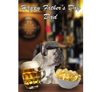 Tarjeta de felicitación A5 con diseño de bulldog francés, para el día del padre, pub, pinta codePC56