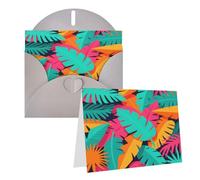 Tarjeta de felicitación abstracta tropical en blanco con sobres, tarjetas de agradecimiento, tarjetas de notas para todas las ocasiones, tarjetas para Navidad, vacaciones, cumpleaños, graduación