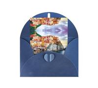 Tarjeta de felicitación azul - Cinque Terre con impresión de paisaje en blanco, tarjeta de bendición para cumpleaños, boda, día de San Valentín e invitación a fiestas
