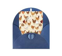 Tarjeta de felicitación azul con impresión de una cría de pollos en blanco para cumpleaños, boda, día de San Valentín e invitación a fiestas