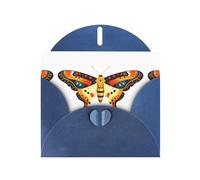 Tarjeta de felicitación azul DLXW colorido patrón de polilla para Navidad, cumpleaños infantil, día de San Valentín, aniversario de boda e invitación a fiesta