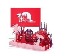 Tarjeta de felicitación "Barcelona" - Tarjeta 3D desplegable con silueta y Sagrada Familia - Tarjeta de ciudades como recuerdo, invitación y cupón de viaje para España vacaciones y City Trip Barcelona