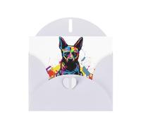 Tarjeta de felicitación blanca con diseño de cheques en blanco y perla, hermoso bloque de notas en blanco VVXBHGR, patrón de perro de garabato sentado