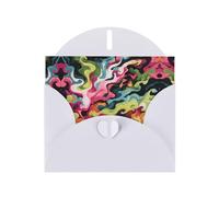 Tarjeta de felicitación blanca con diseño de cuadros en blanco y perla, hermoso bloque de notas en blanco VVXBHGR con patrón de ondas coloridas rodantes