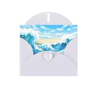 Tarjeta de felicitación blanca con diseño de cuadros en blanco y perla, hermoso bloque de notas en blanco VVXBHGR, patrón de ondas rodantes