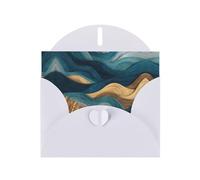 Tarjeta de felicitación blanca con diseño de cuadros en blanco y perla, hermoso bloque de notas en blanco VVXBHGR con diseño de ondas en el campo de trigo