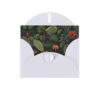 Tarjeta de felicitación blanca con diseño de cuadros y perlas, hermoso bloque de notas en blanco VVXBHGR, patrón de flores entre hojas verdes