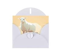 Tarjeta de felicitación blanca con diseño de cuadros y perlas, hermoso bloque de notas en blanco VVXBHGR, patrón de ovejas