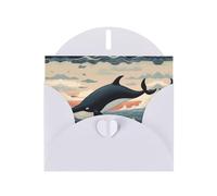 Tarjeta de felicitación blanca con sobres, diseño de delfín saltando del agua, tarjetas en blanco para cumpleaños, boda, aliento, ocasiones bendecidas