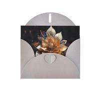 Tarjeta de felicitación blanca delicada de flor de loto con patrones grises de 6 x 4 pulgadas con sobre, que cubre cumpleaños, bodas y otras ocasiones