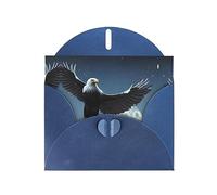 Tarjeta de felicitación con diseño de águila JKIEGOQ azul bajo las estrellas de 4 x 6 pulgadas para Navidad, día de San Valentín, boda, tarjetas de invitación de fiesta